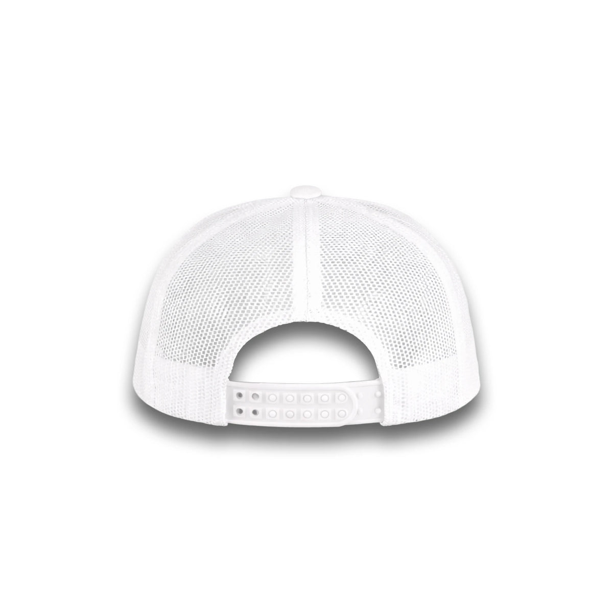 HOT-11 white wholesale 6-panel trucker hat back view