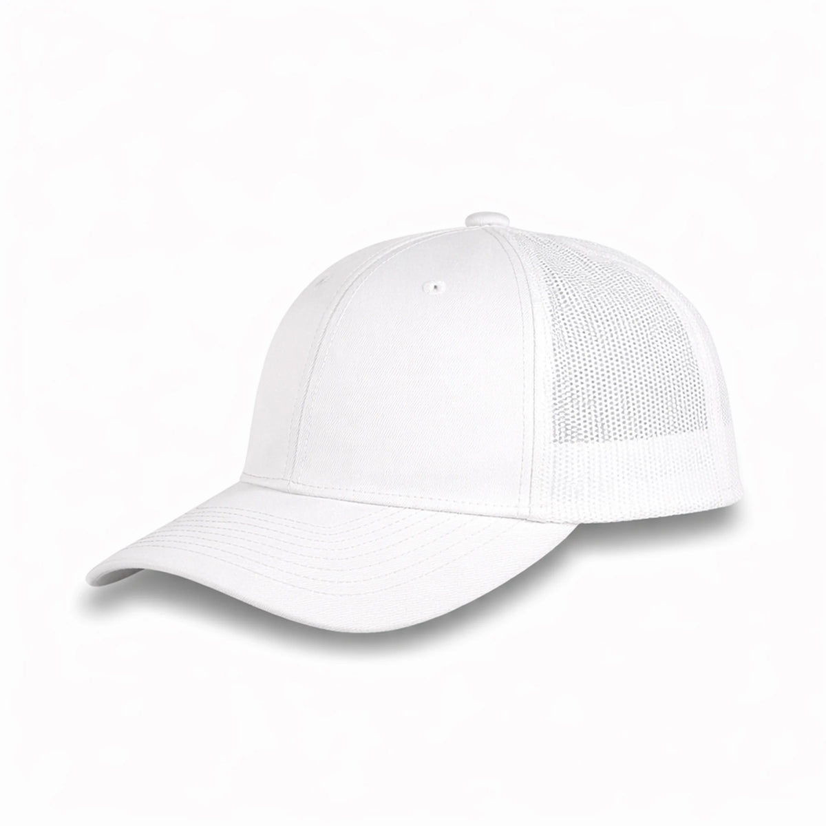 HOT-11 white wholesale 6-panel trucker hat front view