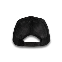 HOT-12 black wholesale 6-panel trucker hat back view