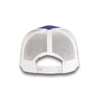 HOT-12 dark purple white wholesale 6-panel trucker hat back view