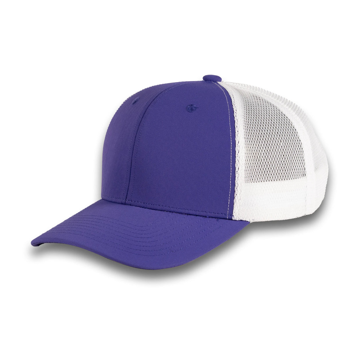 HOT-12 dark purple white wholesale 6-panel trucker hat front view