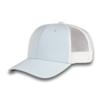 HOT-12 light blue white wholesale 6-panel trucker hat front view