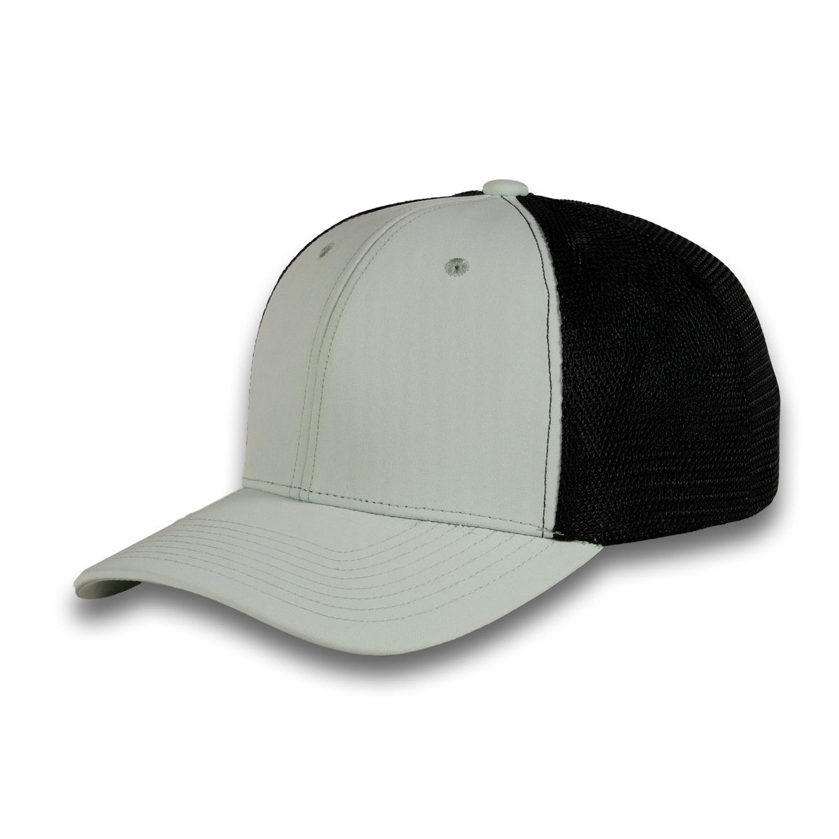 HOT-12 light green black wholesale 6-panel trucker hat front view