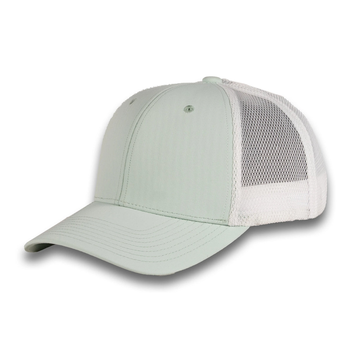 HOT-12 light green white wholesale 6-panel trucker hat front view