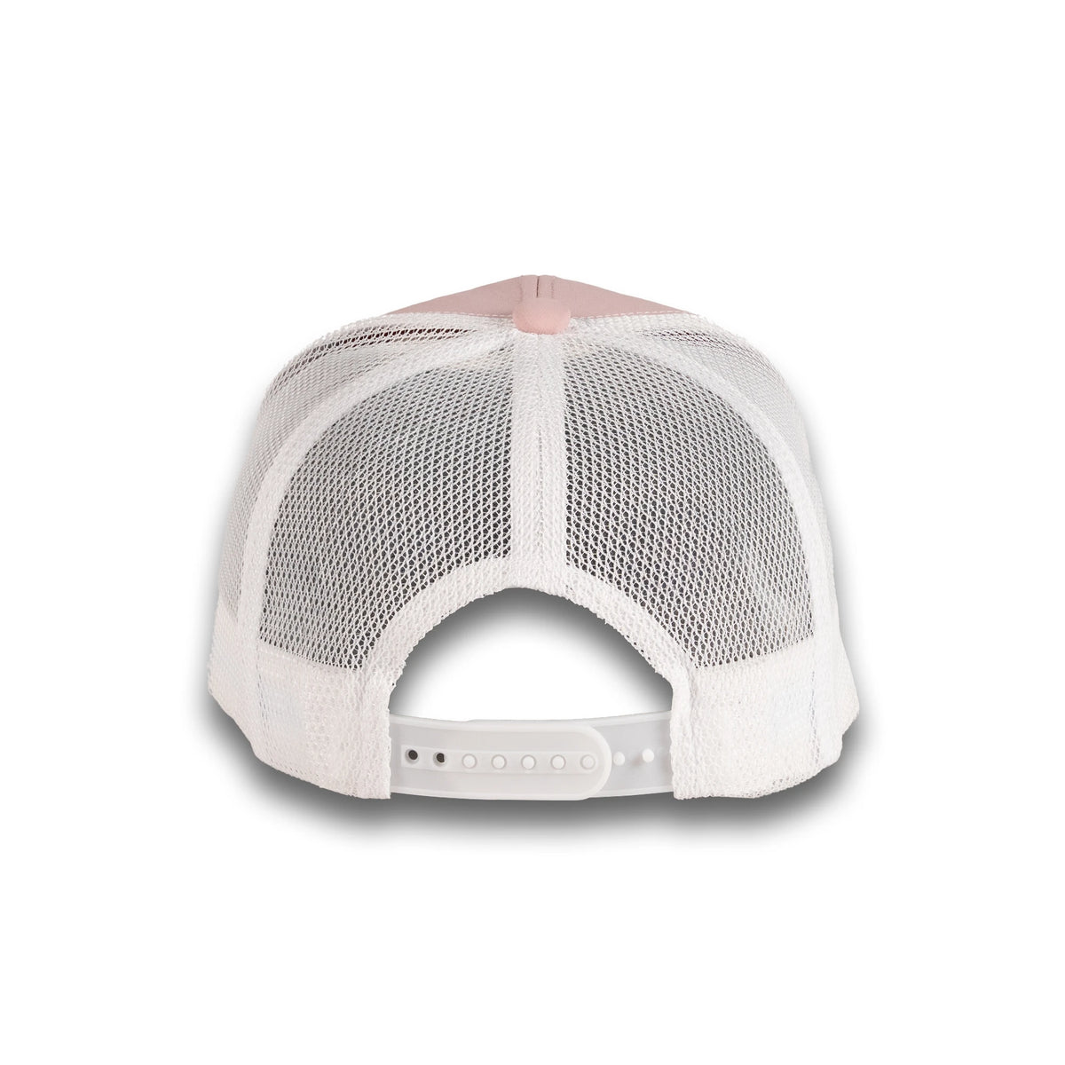 HOT-12 light pink white wholesale 6-panel trucker hat back view