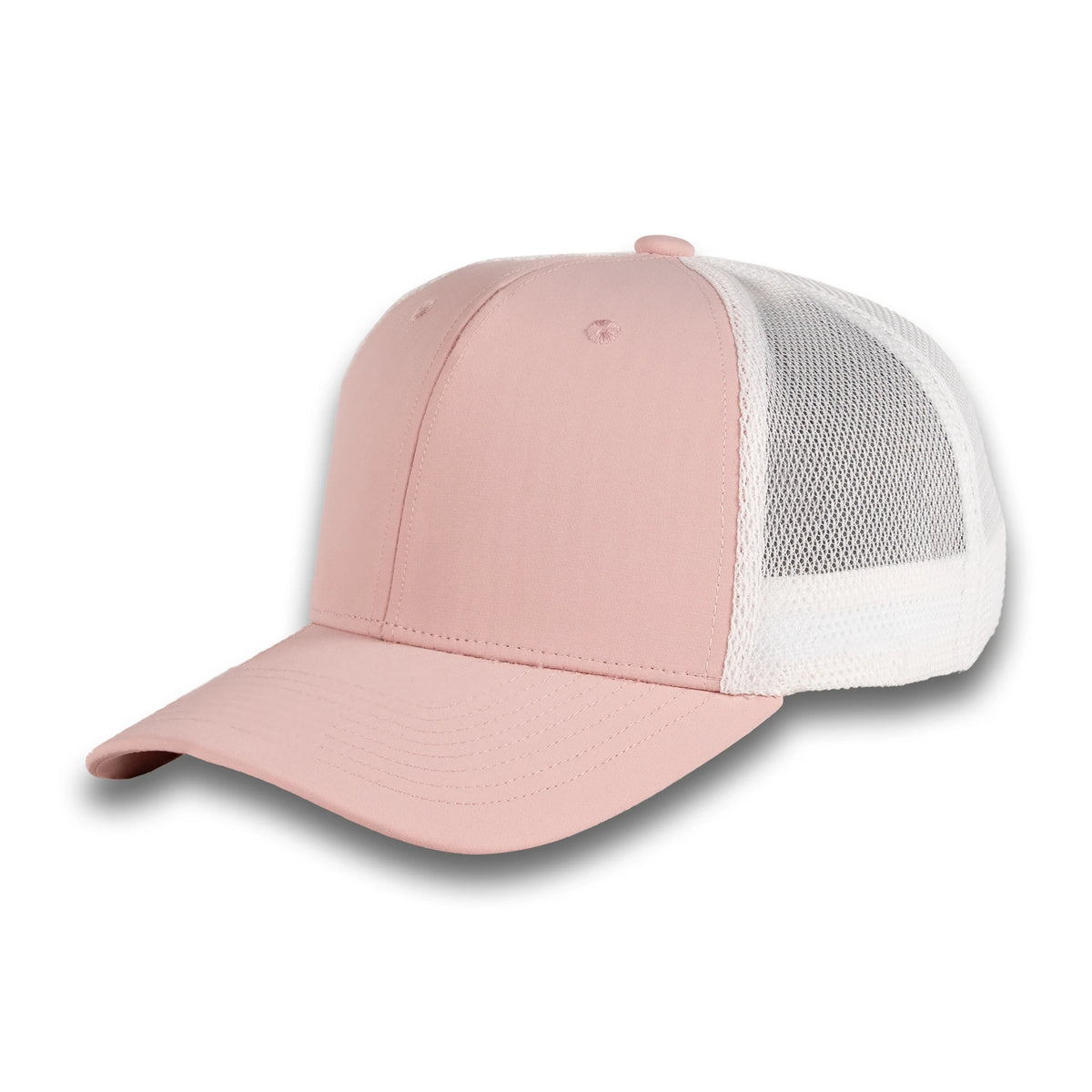 HOT-12 light pink white wholesale 6-panel trucker hat front view