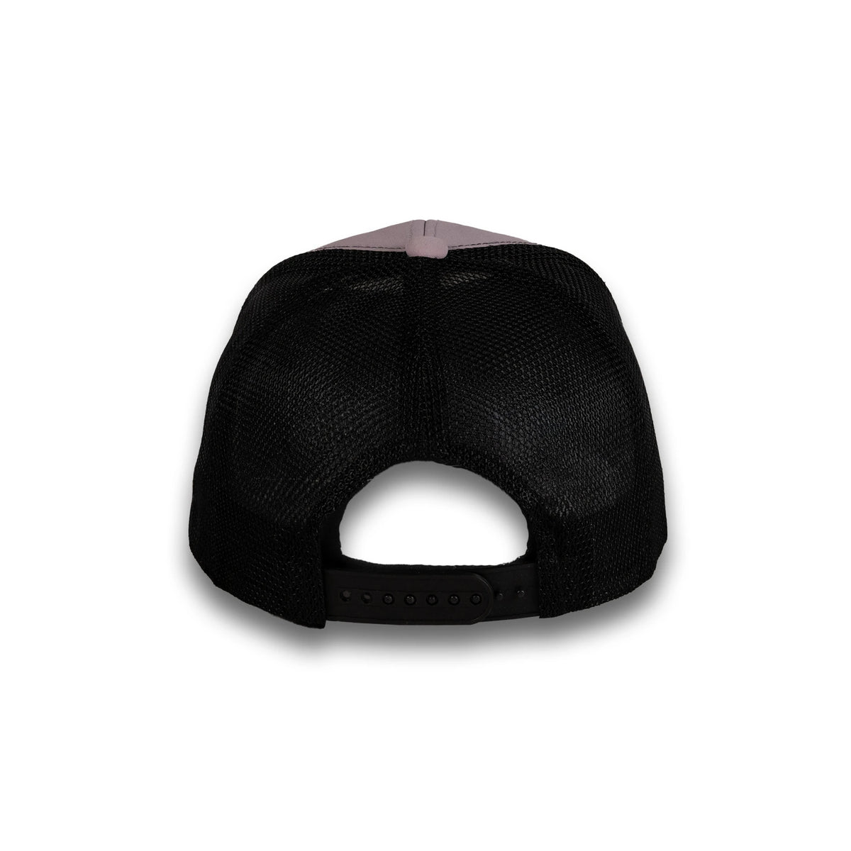 HOT-12 light purple black wholesale 6-panel trucker hat back view