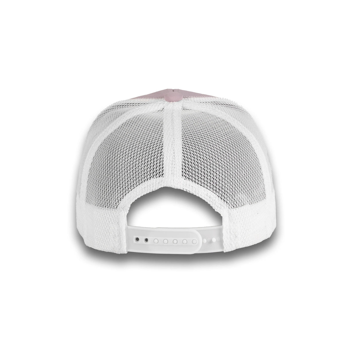 HOT-12 light purple white wholesale 6-panel trucker hat back view