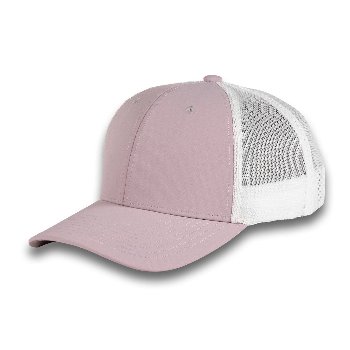 HOT-12 light purple white wholesale 6-panel trucker hat front view