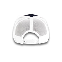 HOT-12 navy white wholesale 6-panel trucker hat back view