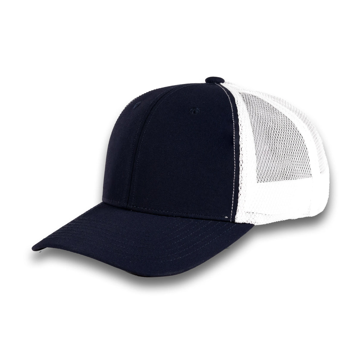 HOT-12 navy white wholesale 6-panel trucker hat front view
