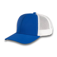 HOT-12 royal white wholesale 6-panel trucker hat front view