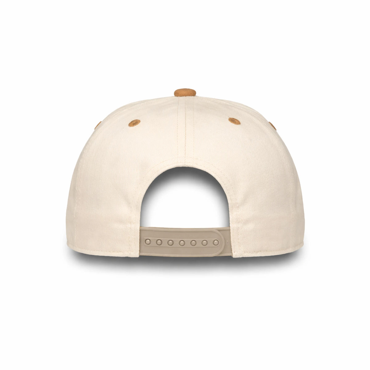 HOT-13 beige brown wholesale 5-panel suede brim snapback hat back view