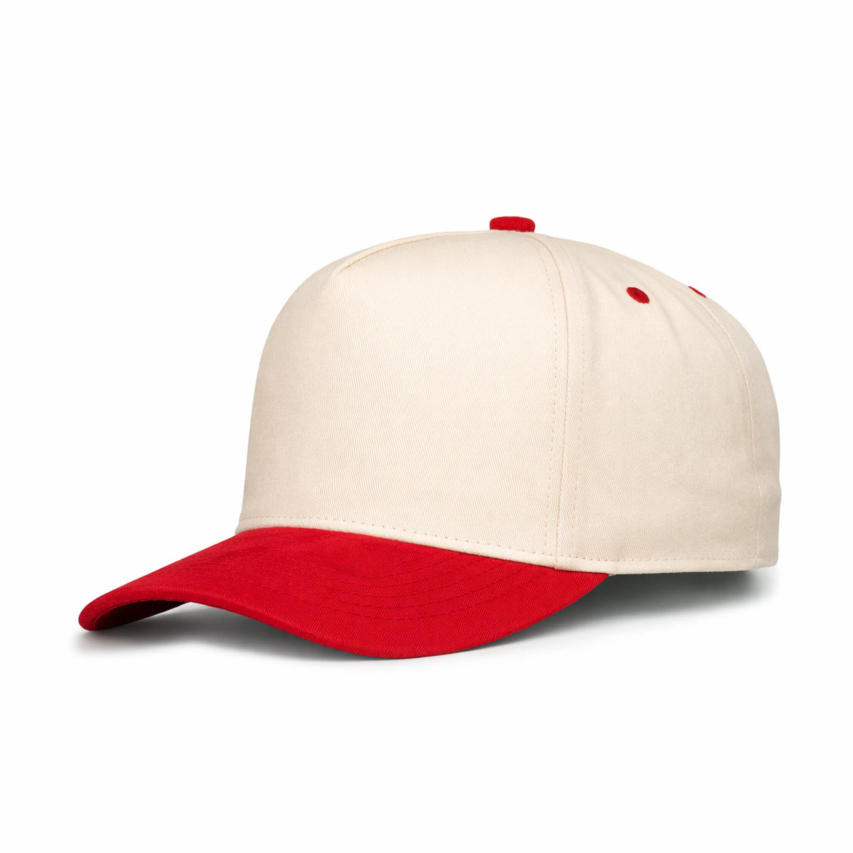 HOT-13 beige red wholesale 5-panel suede brim snapback hat front view