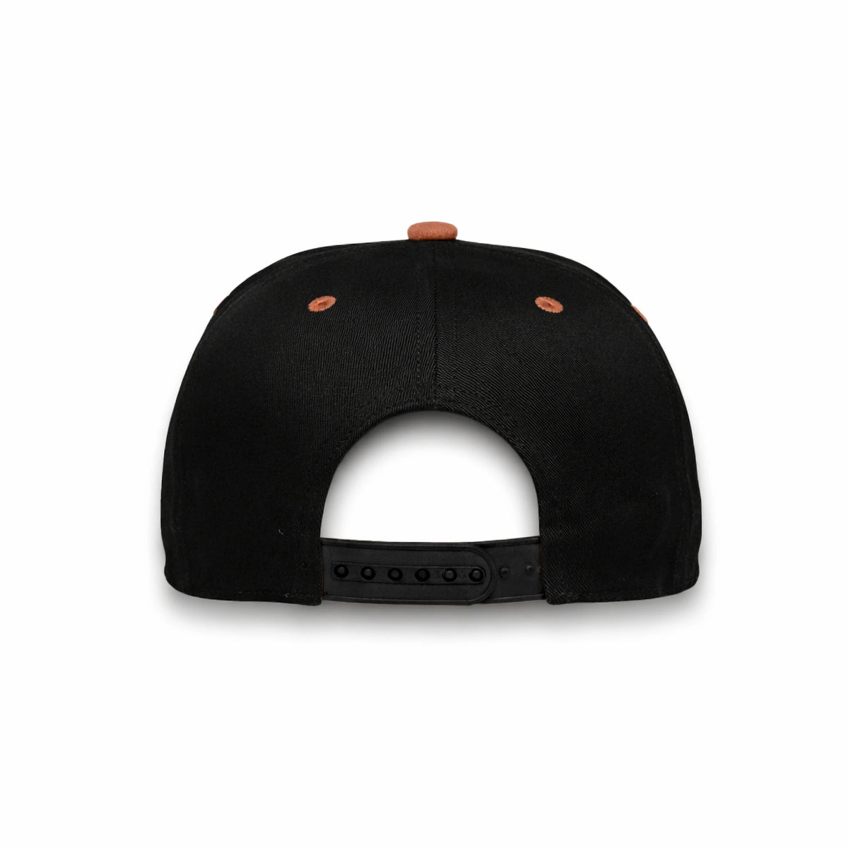HOT-13 black brown wholesale 5-panel suede brim snapback hat back view