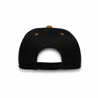 HOT-13 black dark brown wholesale 5-panel suede brim snapback hat back view