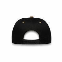 HOT-13 black khaki wholesale 5-panel suede brim snapback hat back view