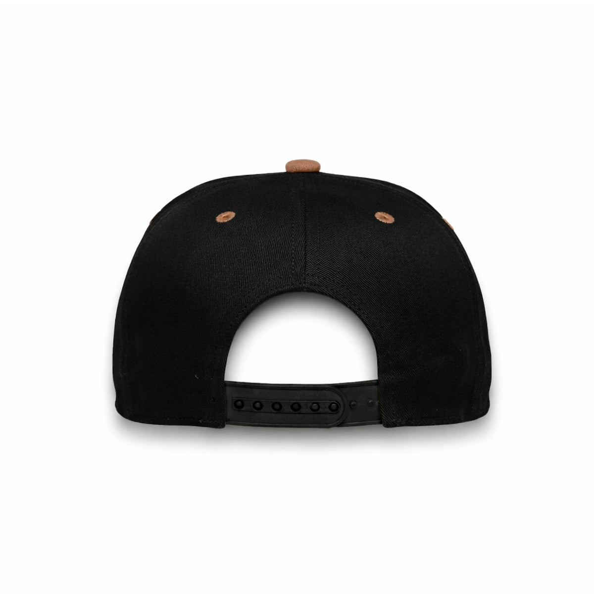 HOT-13 black light brown wholesale 5-panel suede brim snapback hat back view