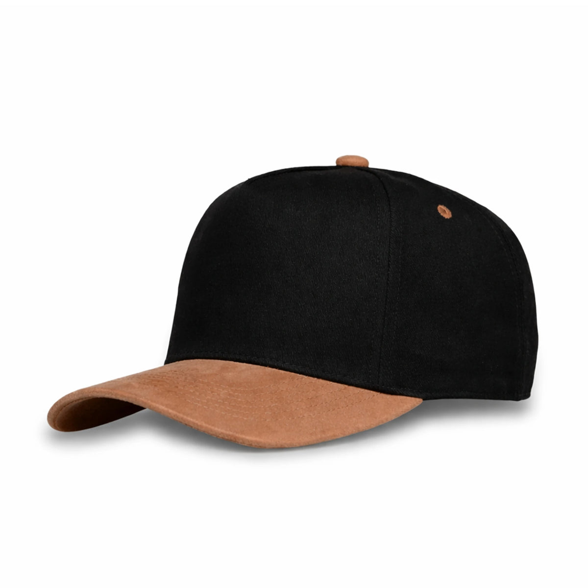 HOT-13 black light brown wholesale 5-panel suede brim snapback hat front view