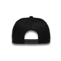 HOT-13 black wholesale 5-panel suede brim snapback hat back view