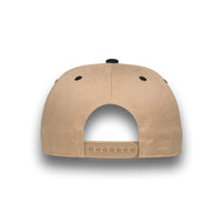 HOT-13 khaki black wholesale 5-panel suede brim snapback hat back view