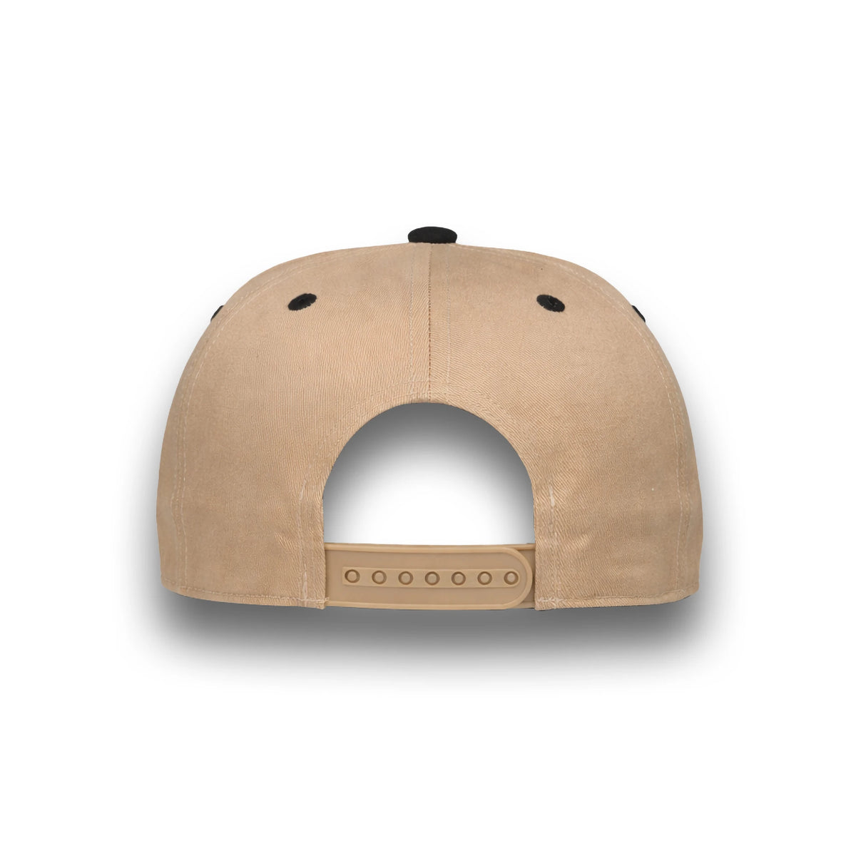 HOT-13 khaki black wholesale 5-panel suede brim snapback hat back view