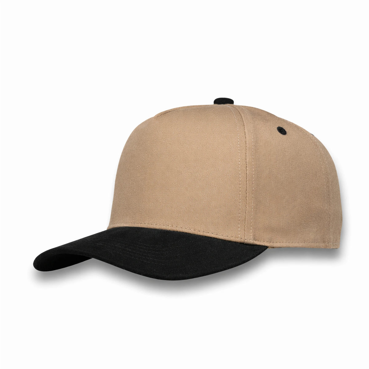 HOT-13 khaki black wholesale 5-panel suede brim snapback hat front view