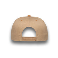 HOT-13 khaki brown wholesale 5-panel suede brim snapback hat back view