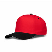 HOT-13 red black wholesale 5-panel suede brim snapback hat front view
