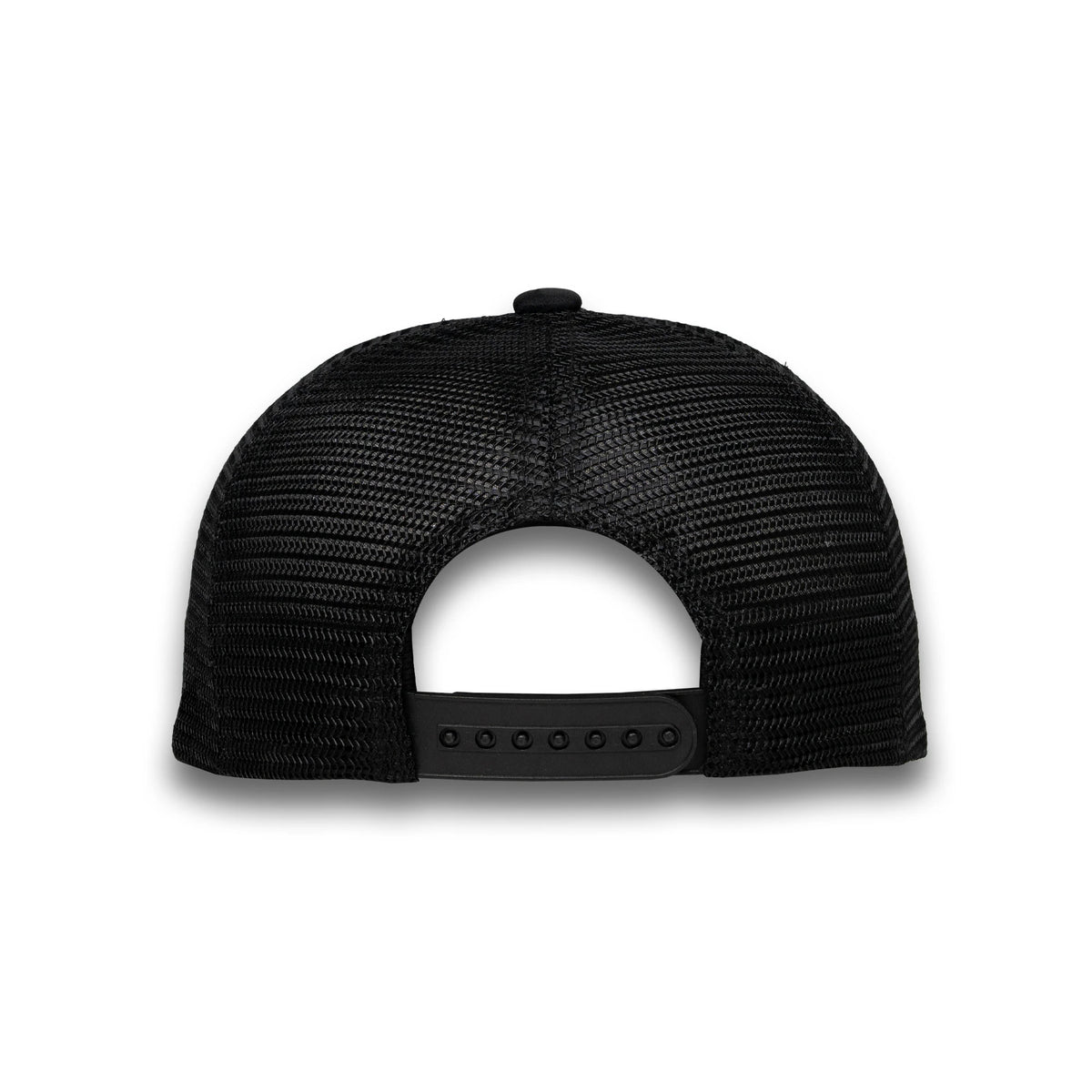 HOT-14 black wholesale 5-panel trucker hat back view