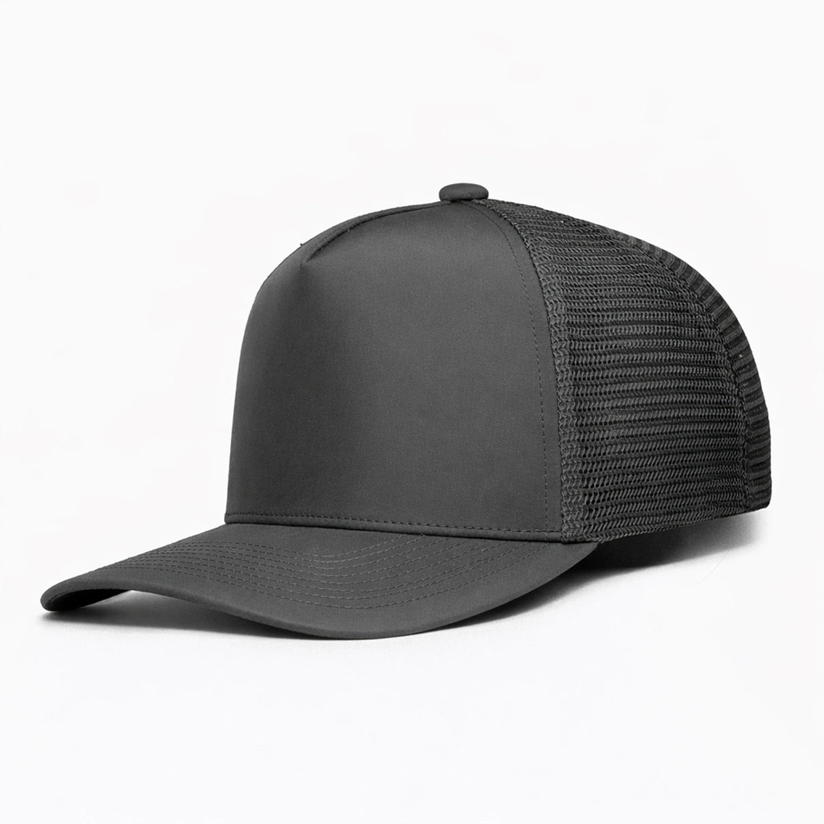 HOT-14 dark grey wholesale 5-panel trucker hat front view