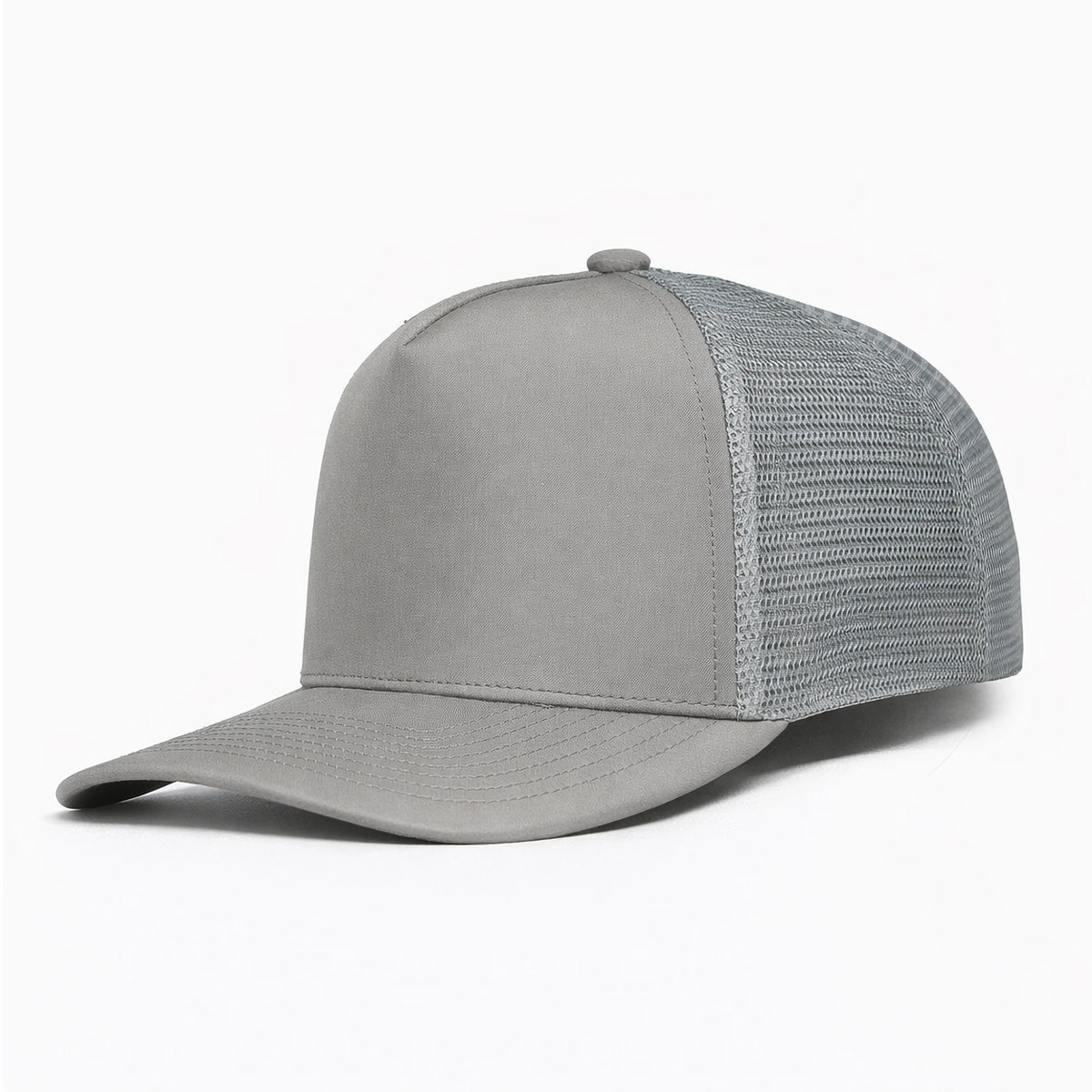 HOT-14 light grey wholesale 5-panel trucker hat front view