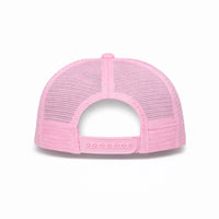 HOT-14 pink wholesale 5-panel trucker hat back view