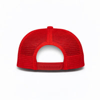 HOT-14 red wholesale 5-panel trucker hat back view