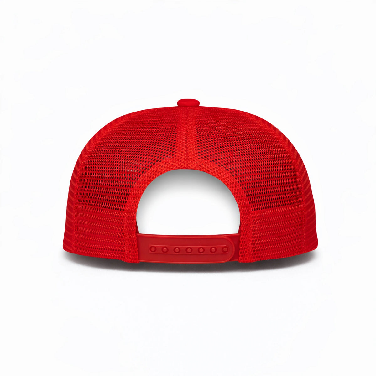 HOT-14 red wholesale 5-panel trucker hat back view
