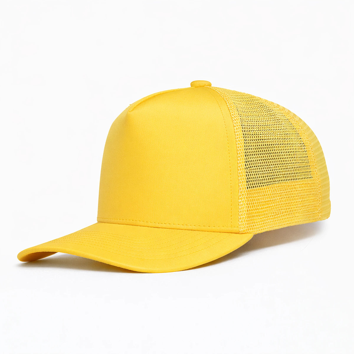 HOT-14 yellow wholesale 5-panel trucker hat front view