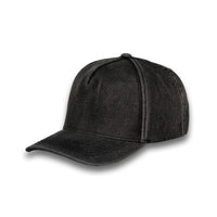 HOT-3 black wholesale 5-panel denim snapback hat front view
