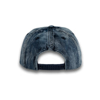 HOT-3 navy wholesale 5-panel denim snapback hat back view