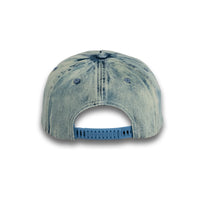 HOT-3 royal wholesale 5-panel denim snapback hat back view