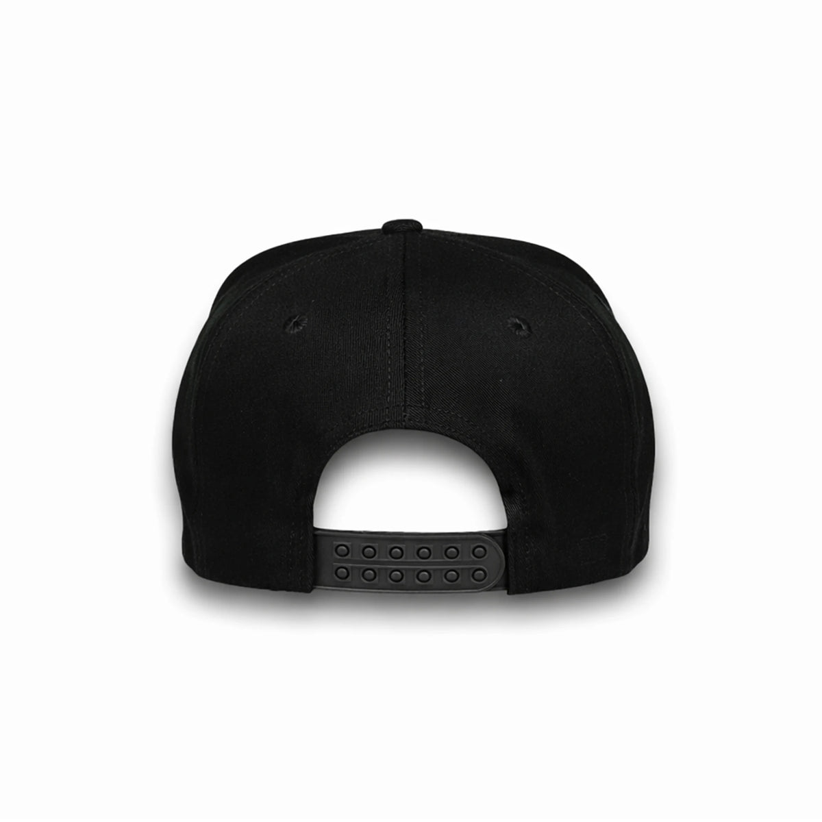 HOT-4 black wholesale 5-panel rope trucker hat back view
