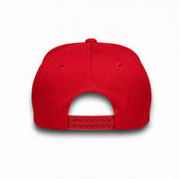 HOT-4 red wholesale 5-panel rope trucker hat back view