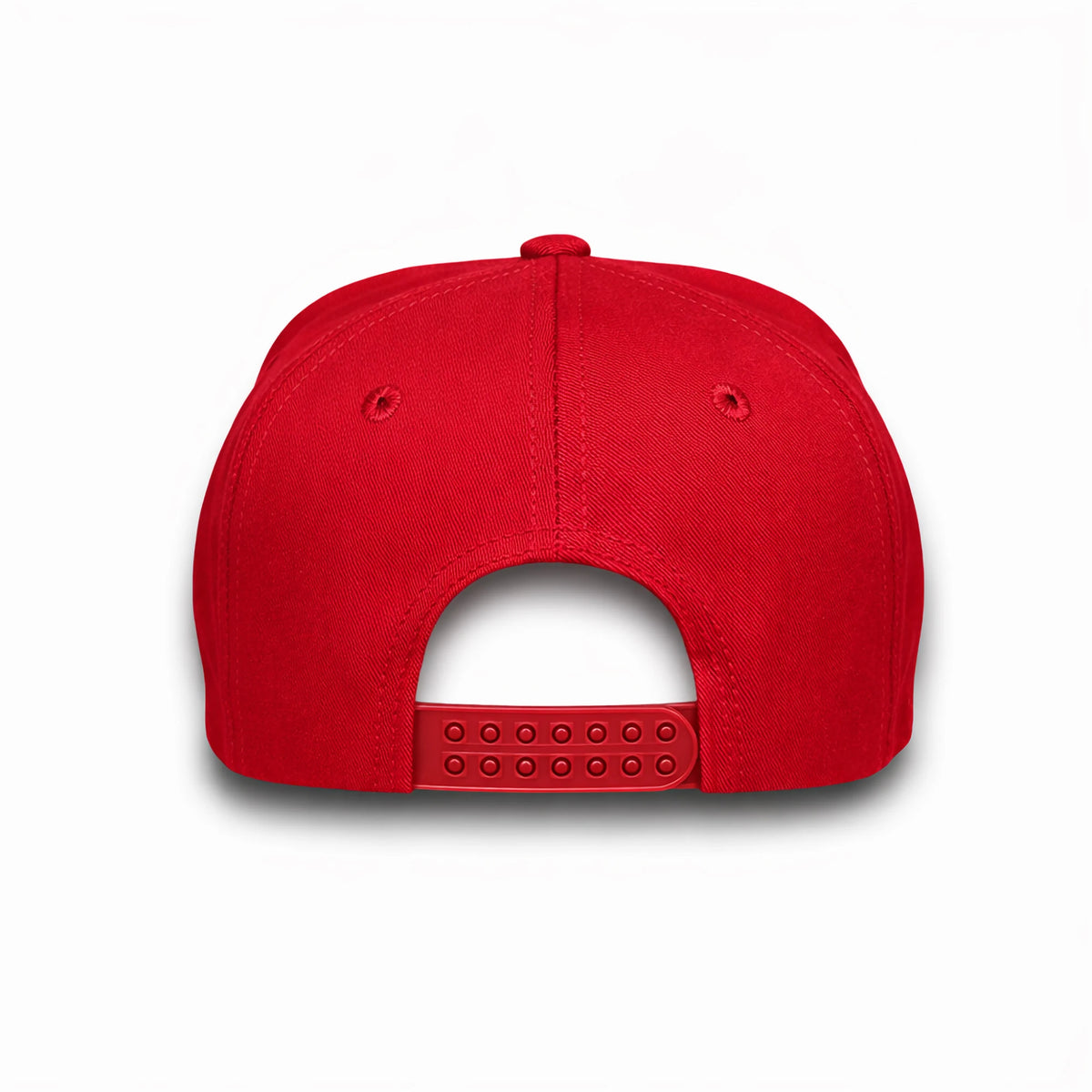 HOT-4 red wholesale 5-panel rope trucker hat back view