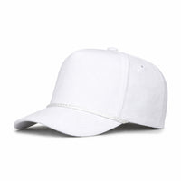 HOT-4 white wholesale 5-panel rope trucker hat front view
