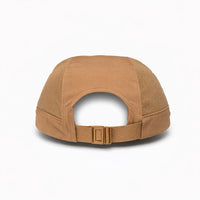 HOT-5 khaki wholesale 4-panel performance strapback hat back view
