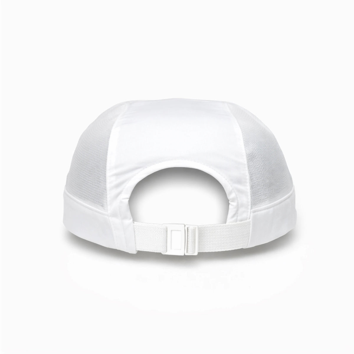 HOT-5 white wholesale 4-panel performance strapback hat back view