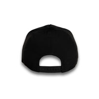 HOT-6 black wholesale 5-panel performance snapback hat back view