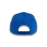 HOT-6 blue wholesale 5-panel performance snapback hat back view