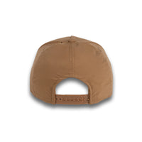HOT-6 dark khaki wholesale 5-panel performance snapback hat back view