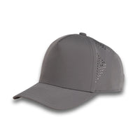 HOT-6 grey wholesale 5-panel performance snapback hat front view