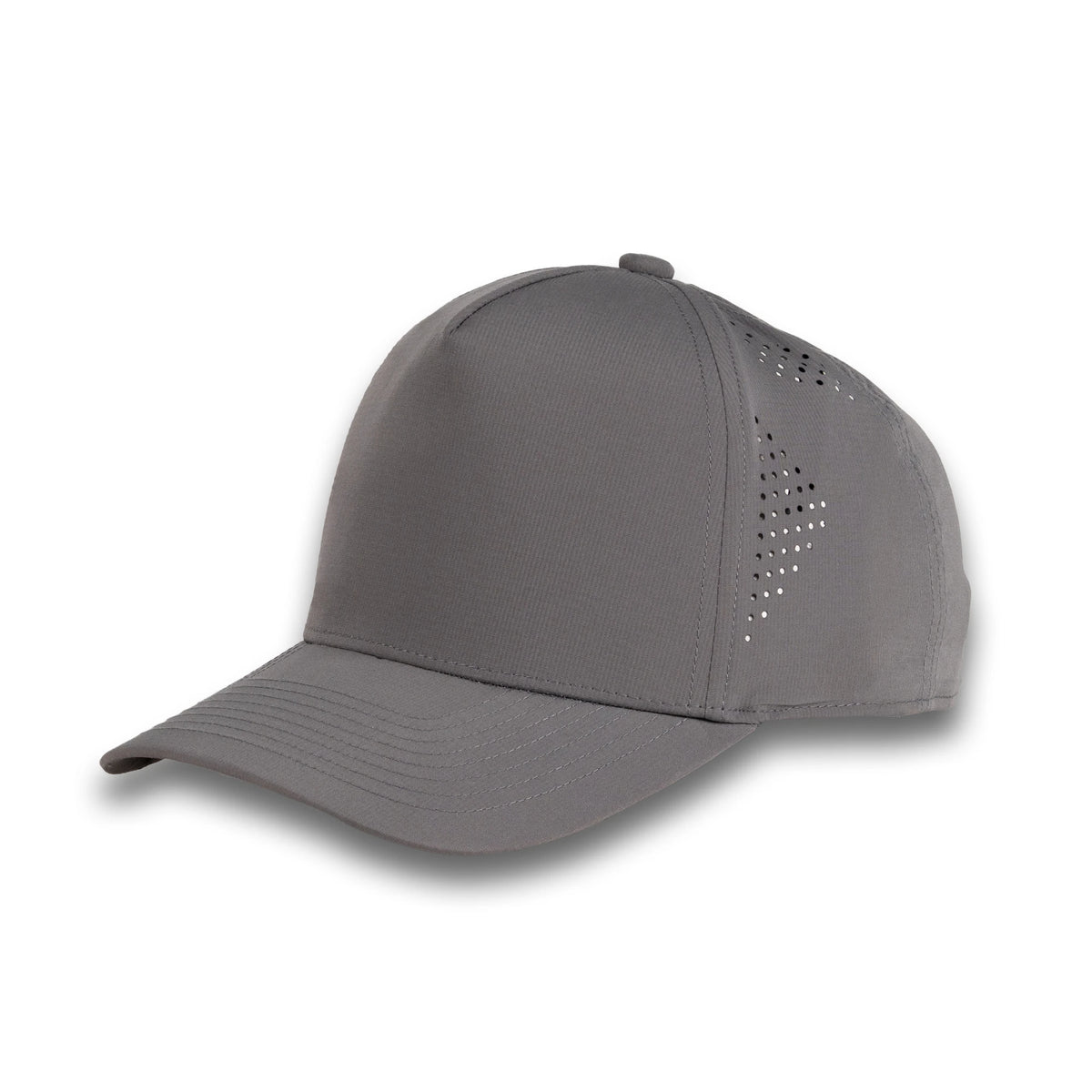 HOT-6 grey wholesale 5-panel performance snapback hat front view